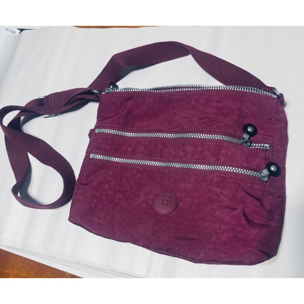 Kipling Alvar Medium Crossbody Bag Cranberry Burgundy Nylon Travel Purse